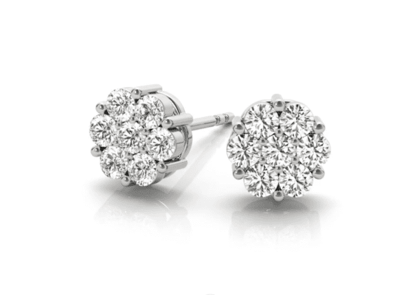 Seven-Stone Diamond Cluster Earrings